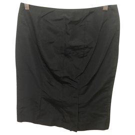Falda lápiz de seda negra - Alexander Mcqueen