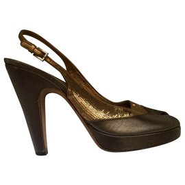 Peeptoe in bronzo con paillettes - Prada