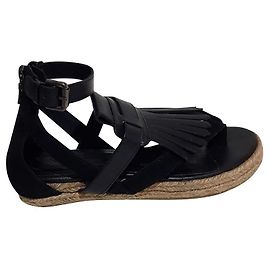 Neil Barrett Mocassin Sandalen Schwarz Wildleder und Leder