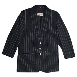 Autre Marque Blazer de rayas blanco y negro Les Essentiels de viscosa