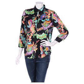 Camisa Ralph Lauren de manga larga con flores negra de algodón