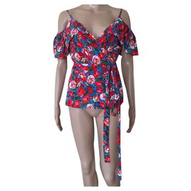 Topshop Viscose Top Schwarz Rot