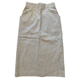 Falda midi de algodón gris Georges Rech