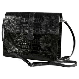 Autre Marque Mignon Paris Pouch Elisee Veau Croco Savannah Pelle Nera