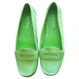 Mocassini Ralph Lauren Verdi in Pelle Taglia 7
