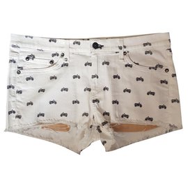 Rag & Bone Moto Mila Shorts Schwarz Weiß