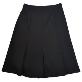 Falda Strenesse Gris Oscuro de Seda y Lana