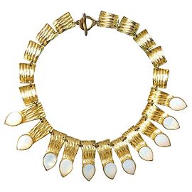 Autre Marque Ikuo Ichimori colar de metal plastron e gotas de vidro opala