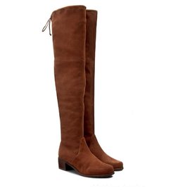 Stuart Weitzman Midland Stivali Cuissard in Scamosciato Caramello