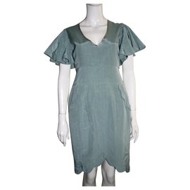 Vestido Matthew Williamson de manga aleteo verde claro