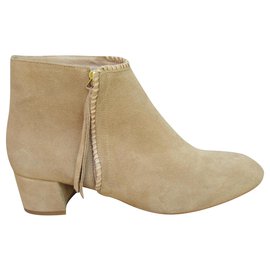 Botas Maje beige de gamuza y cuero 40