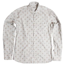 Camicia Aglini in cotone a fiori e righe bianche e blu - Autre Marque