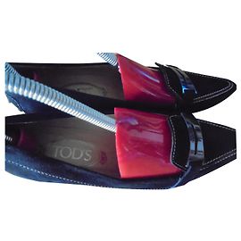 Tod's Mokassin Pumps aus Leder und Wildleder Schwarz Gr. 38
