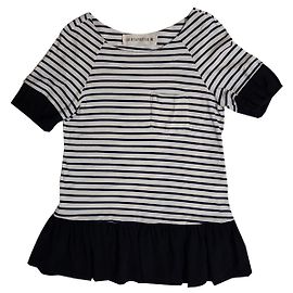 Blusa Shirtaporter de rayas de seda y algodón blanca azul