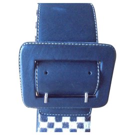Kenzo Damier Gürtel Schwarz Weiß Leder