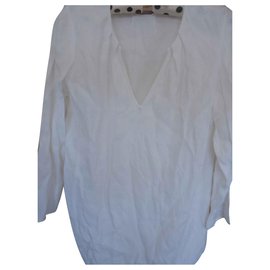 Comptoir Des Cotonniers Tunika Bluse aus Seide Baumwolle und Viskose Eggshell