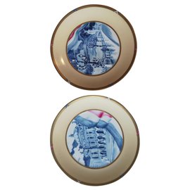Hermès Limoges porcelain plates gold plated