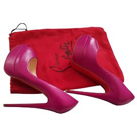 Décolleté Christian Louboutin Lady Peep in pelle rosso scuro viola