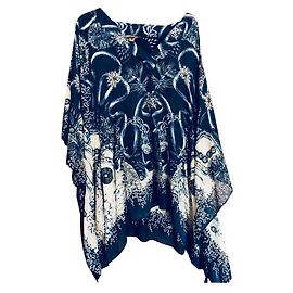Roberto Cavalli Kaftan Tunika Top aus Seide Blau