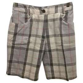 Pantalones cortos Barbour de lino y algodón con estampado tartán