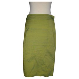 Falda lápiz Joseph de seda y algodón caqui y verde claro