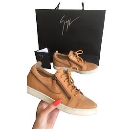 Sneakers Giuseppe Zanotti in pelle marrone chiaro 37