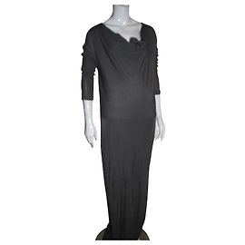 Halston Heritage Maxi Abendkleid aus grauer Viskose