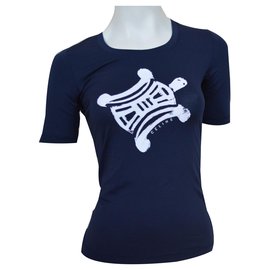 Céline T-Shirt CELINE Blu Navy Top Taglia S SMALL