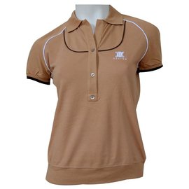 Polo in cotone a maniche corte in piquet di cotone Camel CELINE Top Size M MEDIUM - Céline