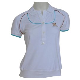 Polo in cotone a maniche corte in piqué di cotone bianco CELINE Top Size M MEDIUM - Céline