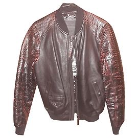 Chaqueta Philipp Plein con mangas de pitón negro y rojo
