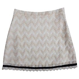 Falda Shirtaporter Blanca y Beige de Algodón Talla 44