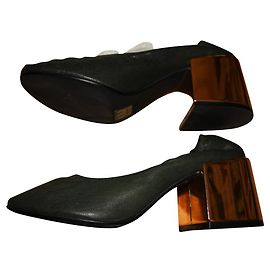 Décolleté Maison Martin Margiela Pelle Verde Scuro Taglia 39