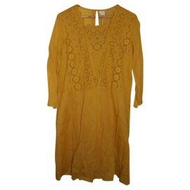 Des Petits Hauts Baumwollkleid Senfgelb