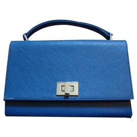 Autre Marque Mini pochette in tessuto rivestito blu