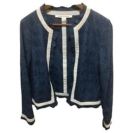 Diane Von Furstenberg Katie Jacke blau Baumwolle Lochstickerei
