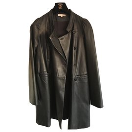 Chaqueta de cuero de cordero Ba&Sh Mike negra