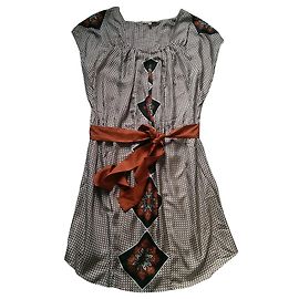 Bel Air Seidenkleid Braun Schwarz