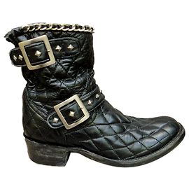Mexicana Biker Stiefel aus schwarzem Leder