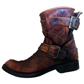 Botas Biker Polo Mexicana color coñac de piel de cabra