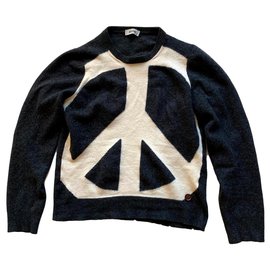 Moschino Pullover Weiss Grau Seide Kaschmir Wolle
