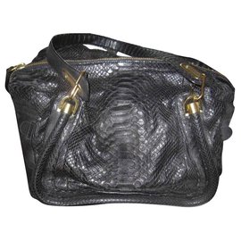 Bolso de mano Chloé Paraty en pitón negro