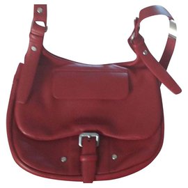 Longchamp Red Leather Shoulder Bag