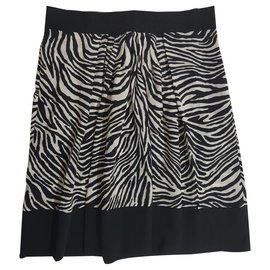 Alberta Ferretti Seidenrock Zebra Print Schwarz Weiß