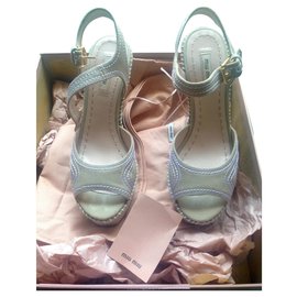 Sandali Miu Miu in denim beige