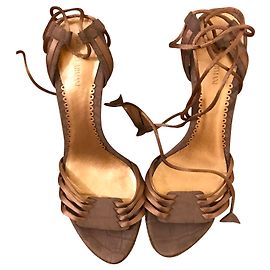 Sandali Giorgio Armani in pelle e seta Beige Bronzo