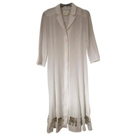 Robe midi blanche Paco Rabanne avec anneaux métalliques