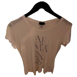 T-shirt Armani Jeans color bianco sporco in viscosa