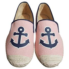 Schutz Espadrilles Rosa Blau Leder und Stoff