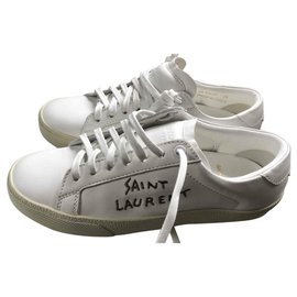Sneakers Saint Laurent Court in pelle bianca